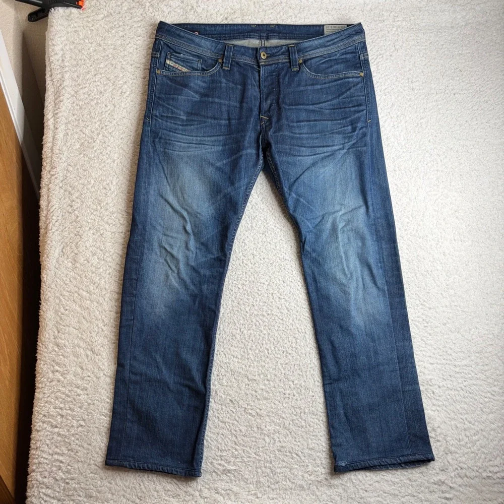 Diesel Viker Regular Straight Leg Jeans Mens 36 (38x29) Blue Wash Denim U0824